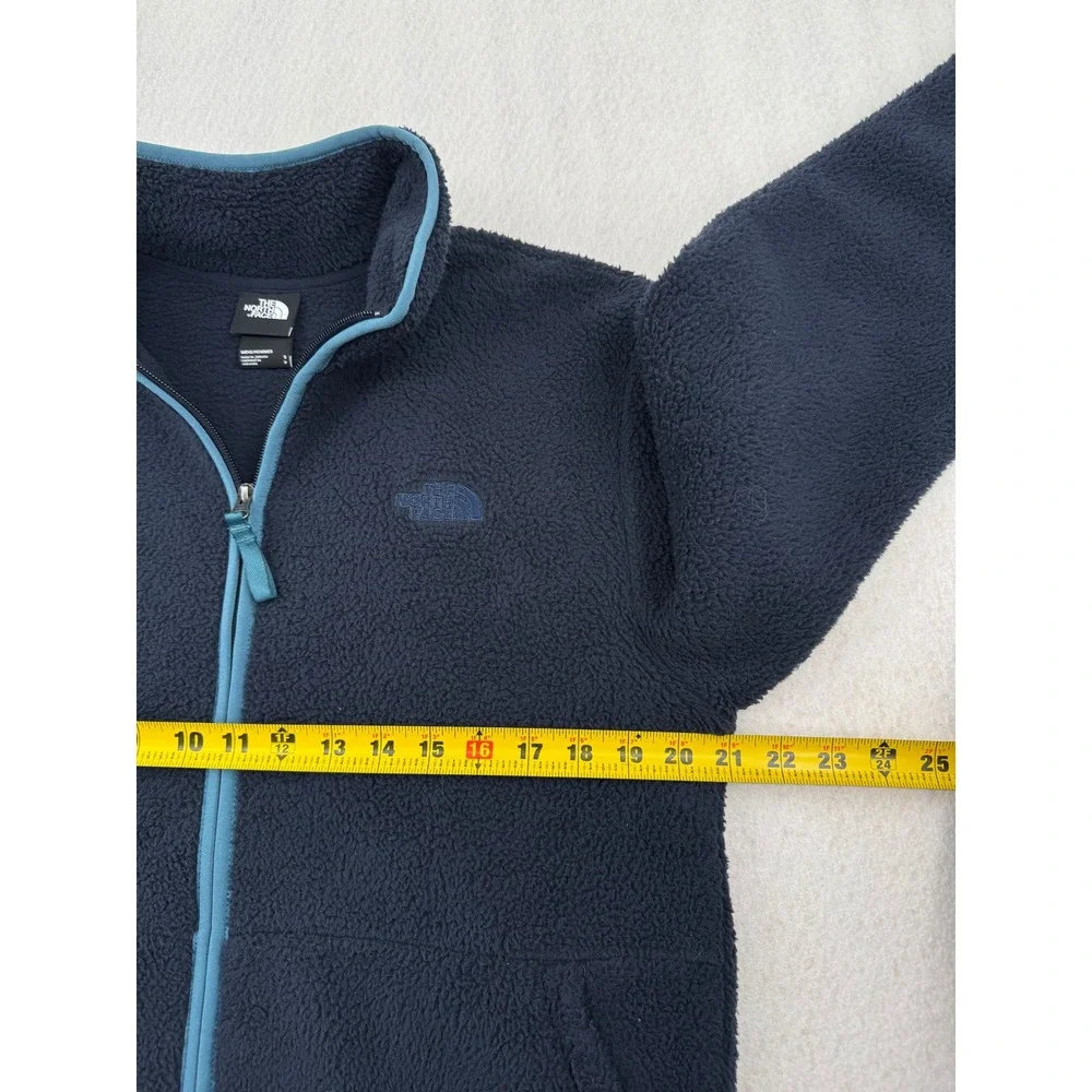 The North Face Mens S Navy Blue Sherpa Fleece Full Zip Jacket Outdoors Gorpcore
